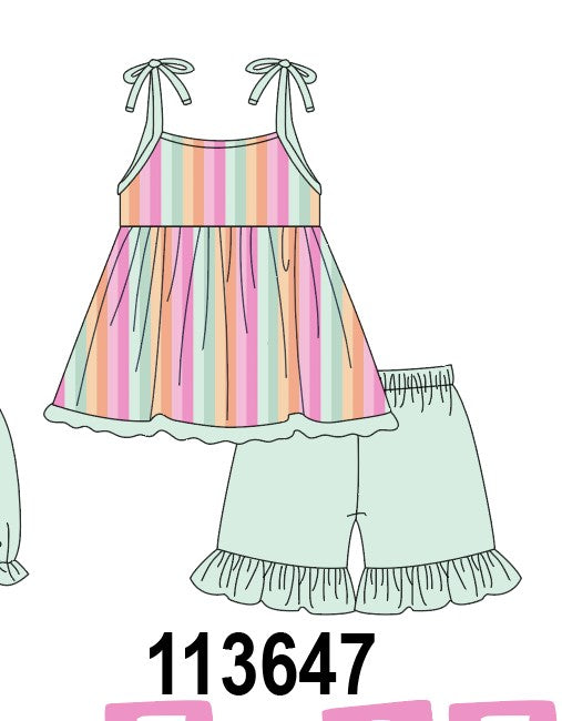 Rainbow Stripe Ruffle Set