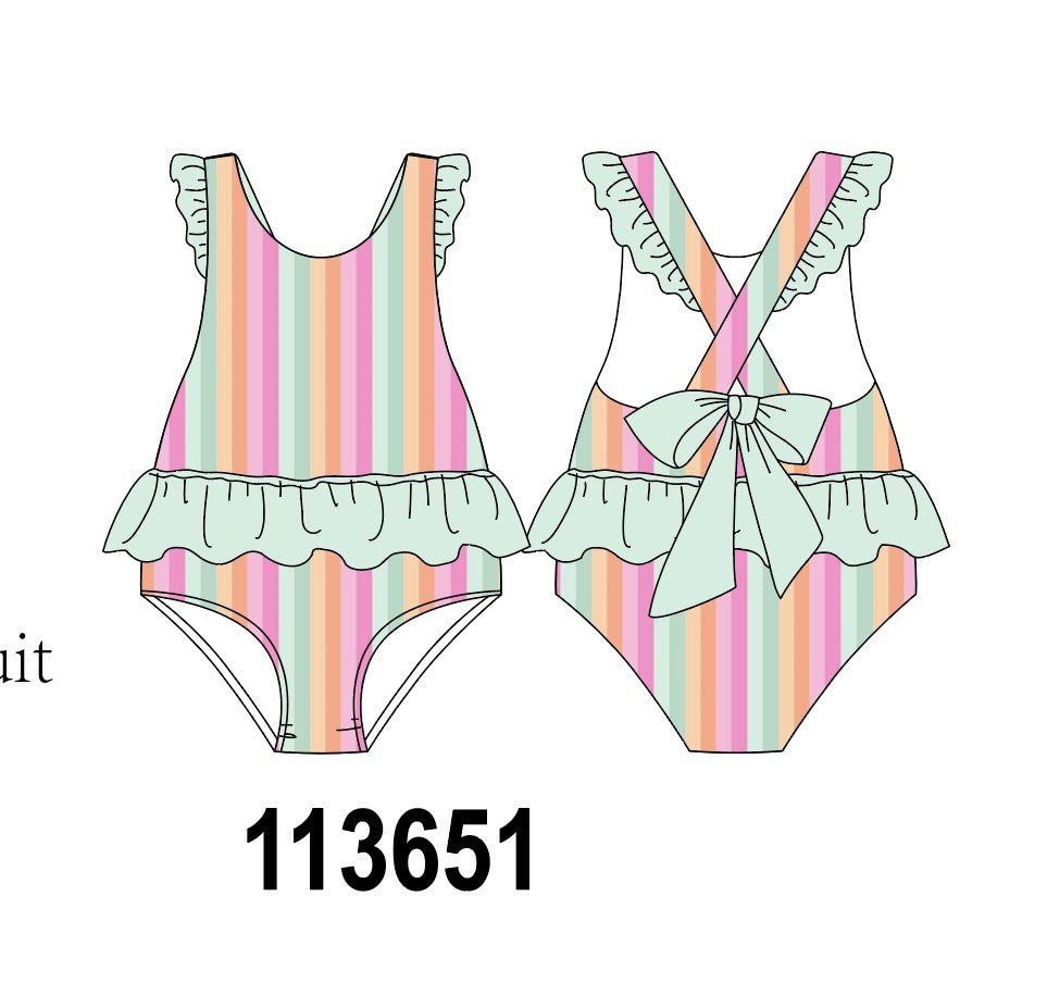 Rainbow Stripe UPF Swim One-Piece