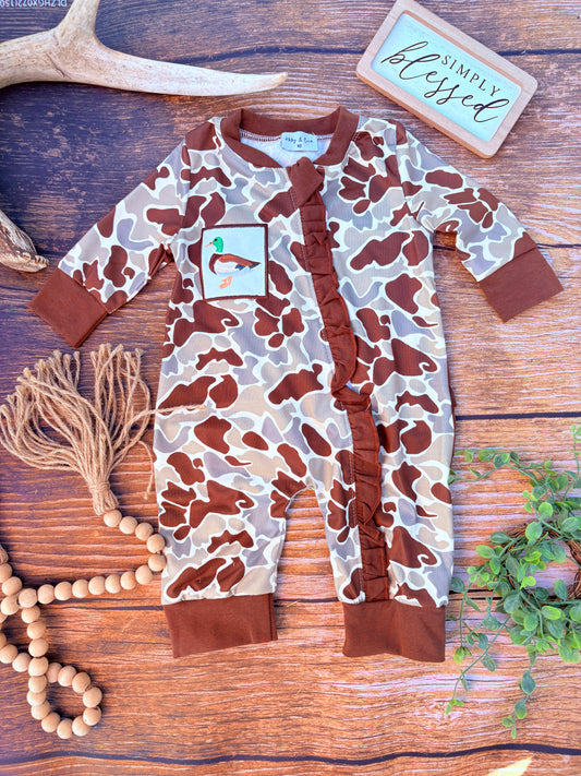 Feathered Camo Ruffle Sleeper